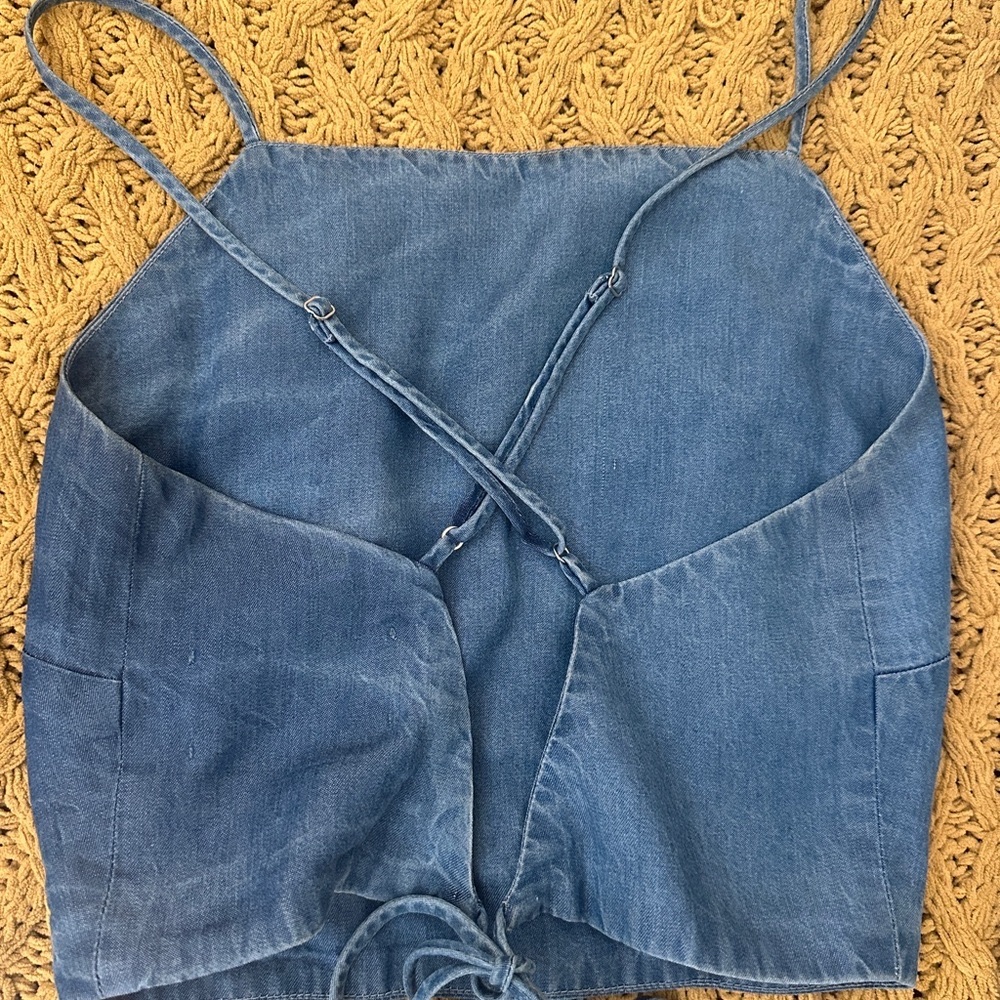 Reformation Blue Tencel (“Denim”) crop top and matching bottom - one of a kind!